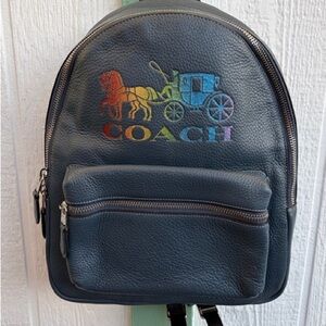 Coach Jes Navy Blue  Backpack with Multicolor Horse and Carriage